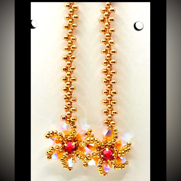 Swarovski Aurora Borealis 14k shooting star earrings - Picture 2 of 2